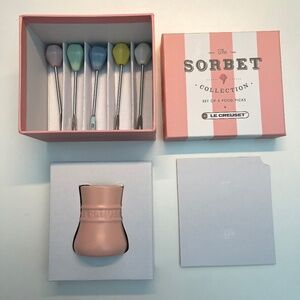 NEW in box LE CREUSET Set of 6 Food Pick Warm Palette - Natural Pink matte